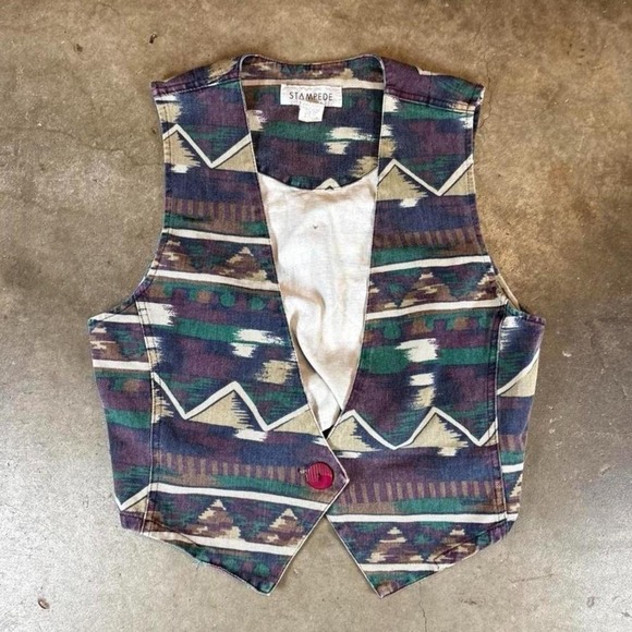 The Unbranded Brand Other - Vintage 90s Stampede multicoloured aztec vest Men's Size Medium